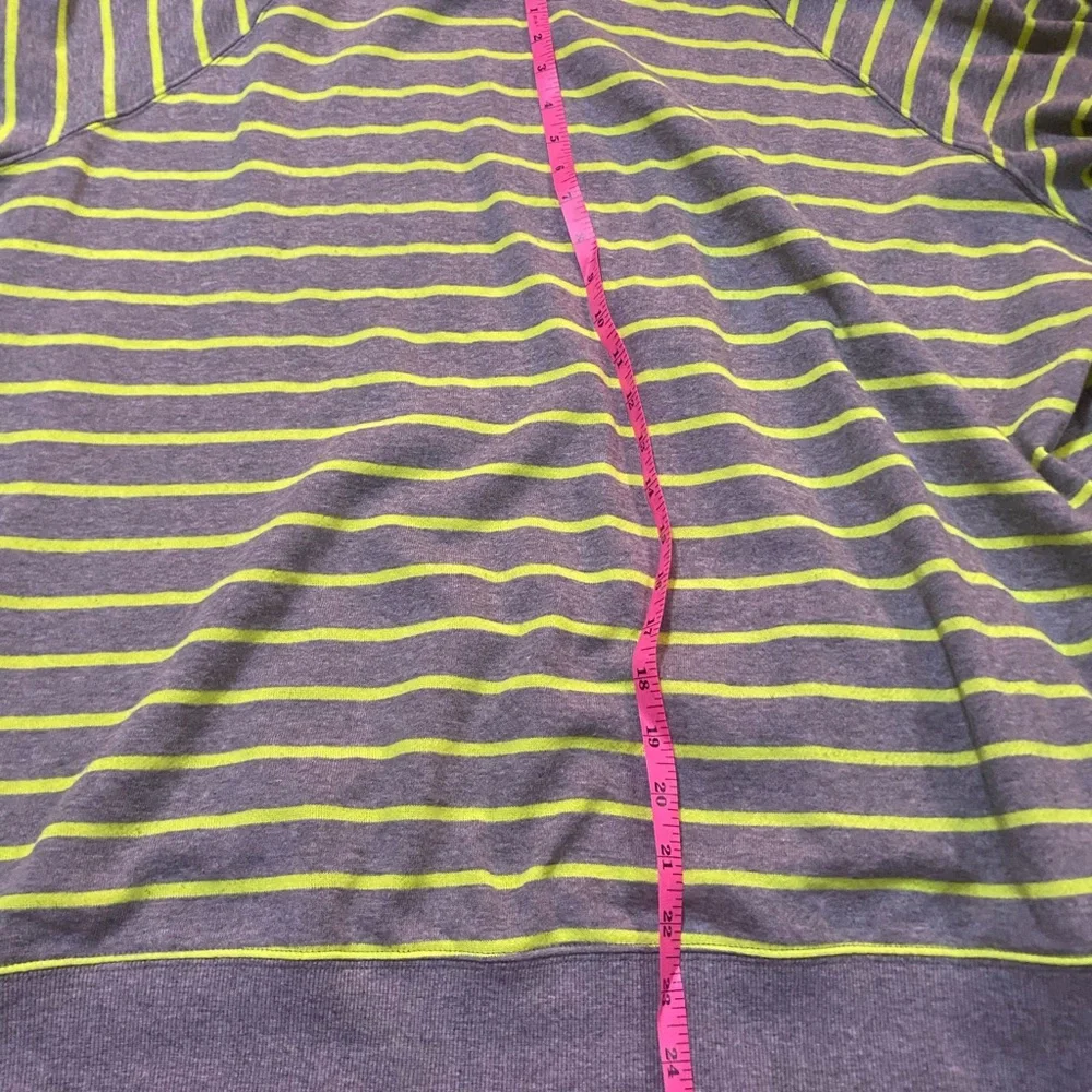 Torrid Gray and neon Yellow Striped round neck pullover sweatshirt - Picture 5 of 6